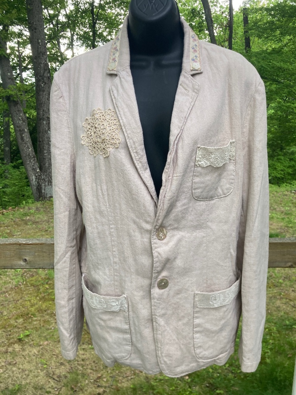 Handmade / Up-Cycled Boho 100% Linen Jacket / M